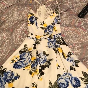 Homecoming Floral Mini White Lacy Dress